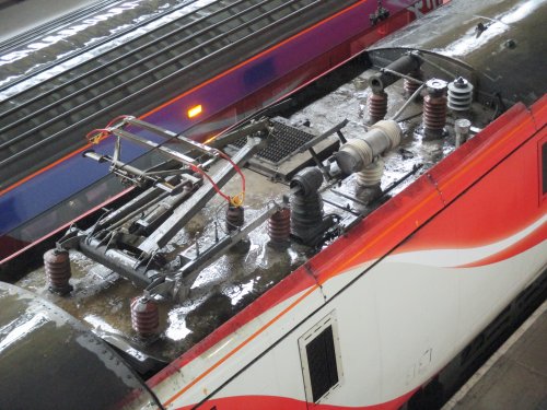pantograph of Electra Class 91 Electric locomotive Intercity 225