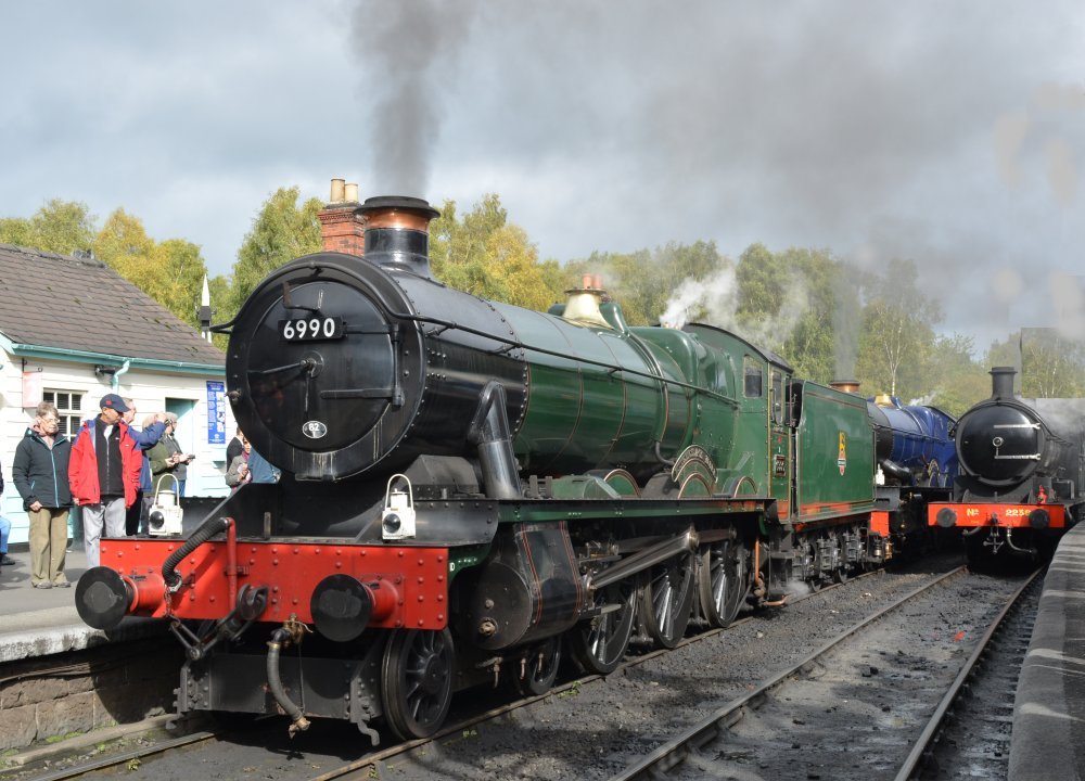 double header 6990 Witherslack Hall and 6023 King Edward II NYMR Autumn Steam Gala 2019 Grosmont station