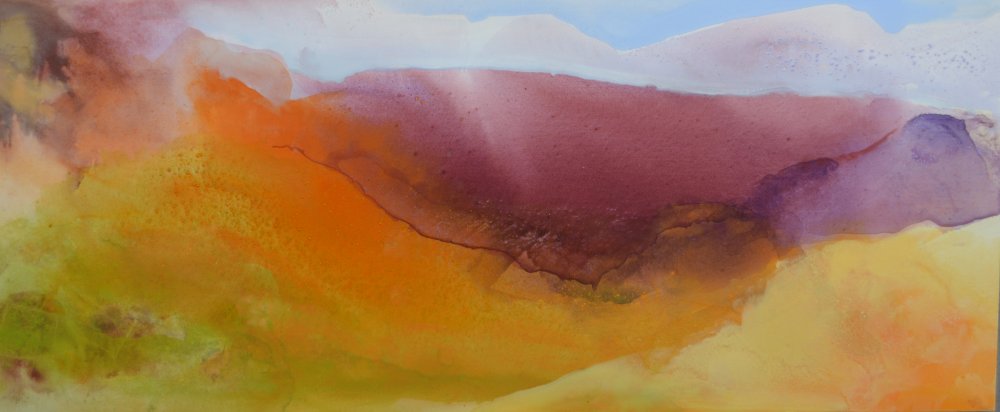 Amongst the hills painting by Peter M Hicks artist acrylic on canvas