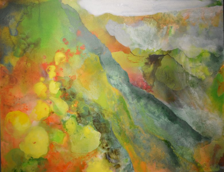 A well remembered landscape painting by Peter M Hicks artist acrylic on canvas