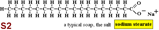 molecular structure of sodium stearate soap displayed structural formula