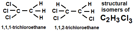 molecular structure 1,1,1-trichloroethane 1,1,2-trichloroethane positional structural isomers of C2H3Cl3 diagram images