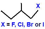 skeletal formula of 1-fluoro-2-methylbutane, 1-chloro-2-methylbutane, 1-bromo-2-methylbutane, 1-iodo-2-methylbutane, R/S optical isomers of C5H11Cl, C5H11Br, C5H11I, C5H11F