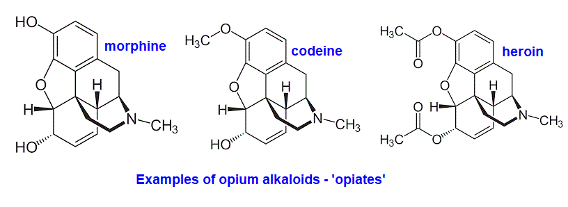 examples of opium alkaloids heroin ester of ethanoic acid