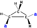 skeletal formula of (E)-1,2-dimethylcyclopropane (trans isomer of C5H10)