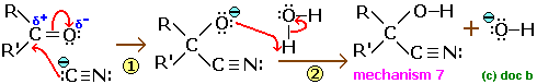 mechanisms of nucleophilic addition of hydrogen cyanide ion to aldehydes and ketones advanced organic chemistry revision notes doc brown
